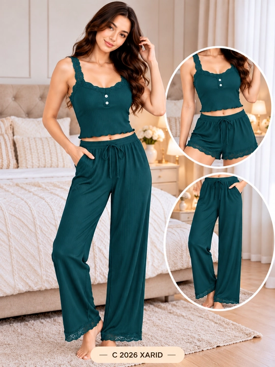 Ayollar pijama to‘plami, mayka va shortilar, uy kostyumi va shim