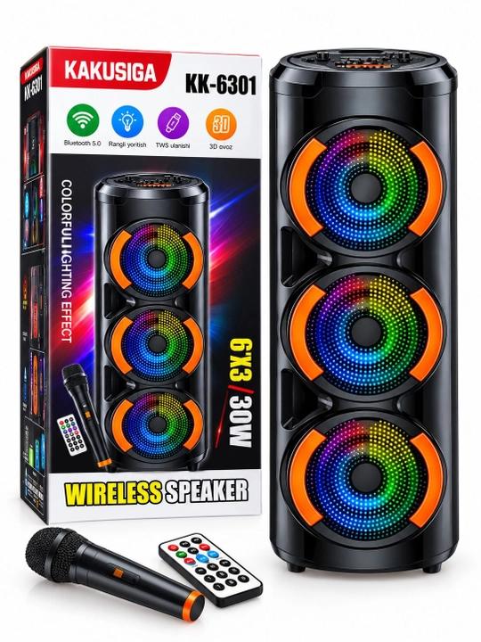 Simsiz kolonka , 30 Vt, RGB yorug‘lik effekti