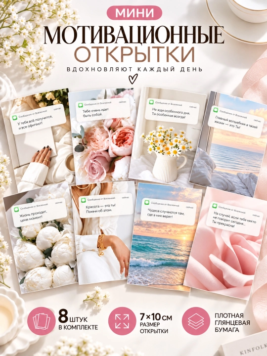 Мини открытки, подарочные открытки, карточки для боксов - 