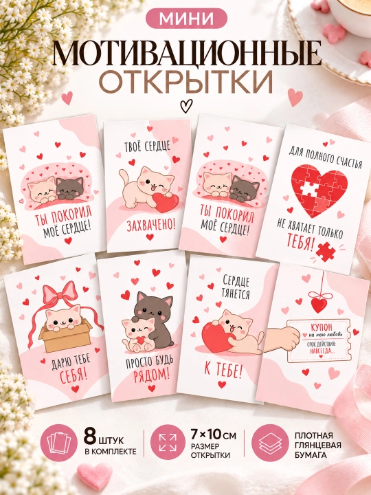 Мини открытки, подарочные открытки, карточки для боксов - 