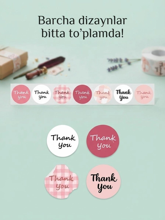 Наклейки для упаковки "Thank you", цветы и сердца, декоративные стикеры для подарков