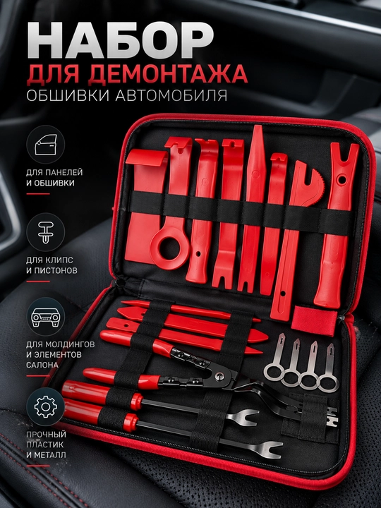 Набор инструментов для снятия обшивки, клипс и панелей автомобиля - 