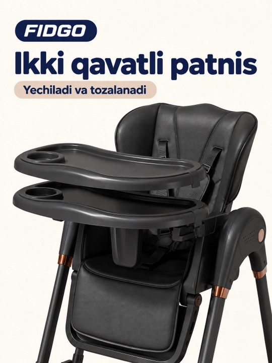 FIDGO elektron ovqatlantirish stulchasi 2 tasi 1 da, tebranish va pult bilan
