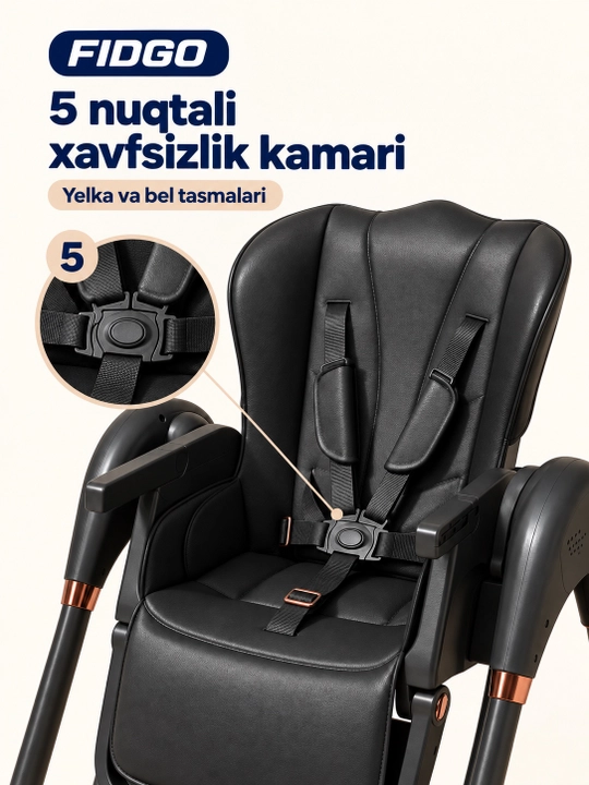 FIDGO elektron ovqatlantirish stulchasi 2 tasi 1 da, tebranish va pult bilan