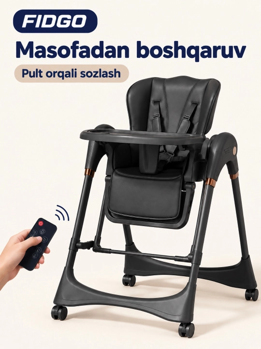 FIDGO elektron ovqatlantirish stulchasi 2 tasi 1 da, tebranish va pult bilan