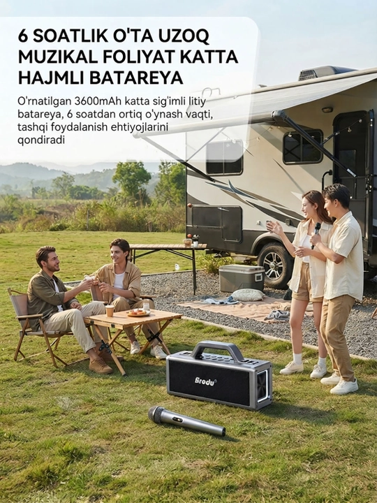 Simsiz Bluetooth karaoke kalonkasi, RGB yorug'lik, TWS, 3600mAh batareya, USB/TF/AUX