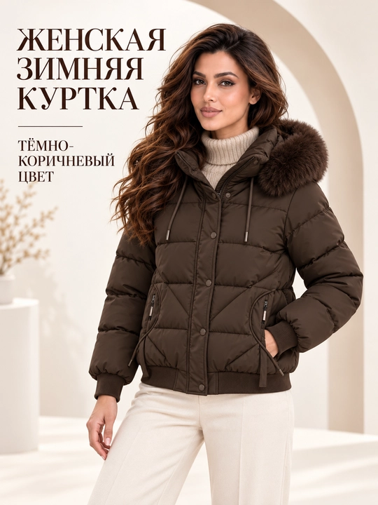 Ayollar uchun kapyushoni, yengi va mo‘ynasi olinadigan issiq kurtka-jilet, M–3XL