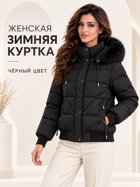 Ayollar uchun kapyushoni, yengi va mo‘ynasi olinadigan issiq kurtka-jilet, M–3XL