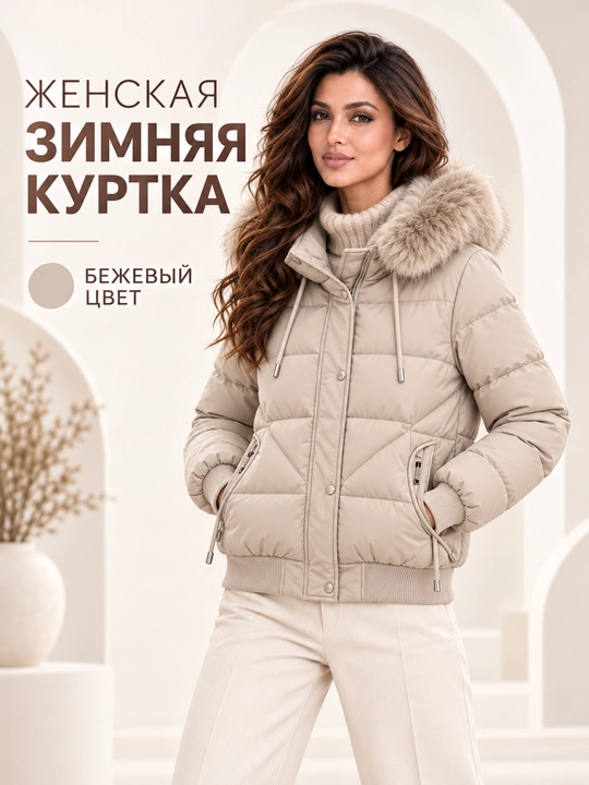 Ayollar uchun kapyushoni, yengi va mo‘ynasi olinadigan issiq kurtka-jilet, M–3XL