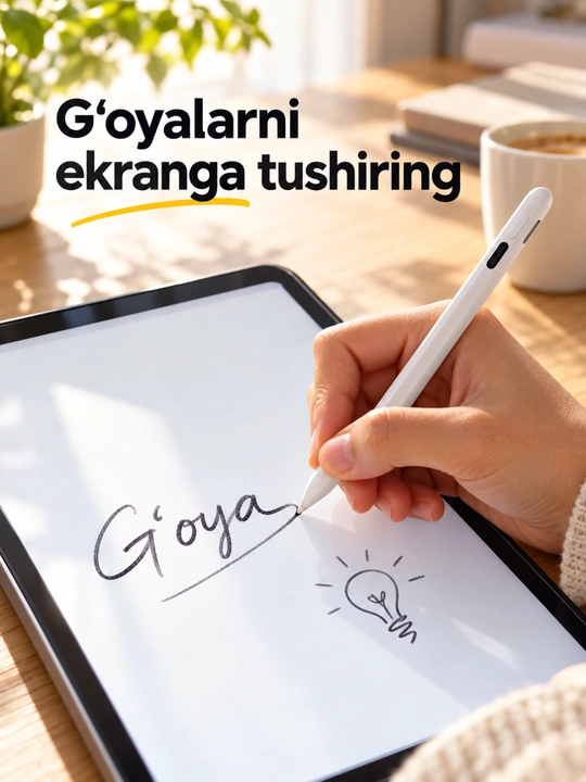 Sensorli ekran uchun oq stilus qalam, Type-C quvvatlash, zaxira uchlar bilan