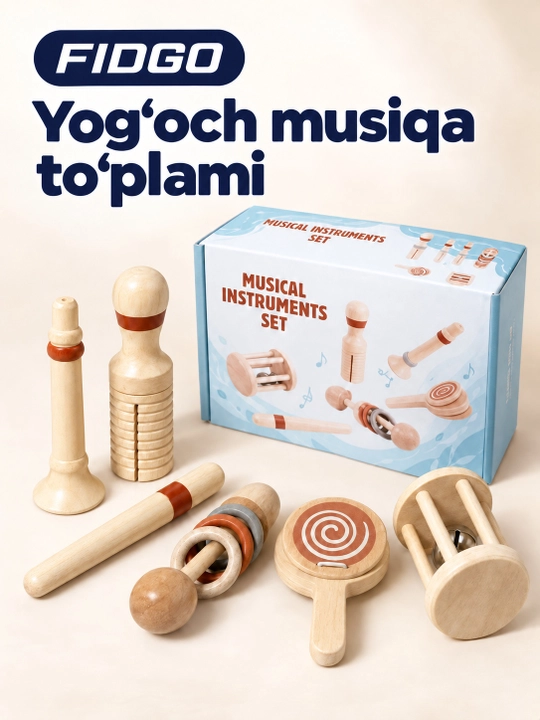 FIDGO bolalar musiqa asboblari: yog‘och ksilofon yoki to‘plam - 