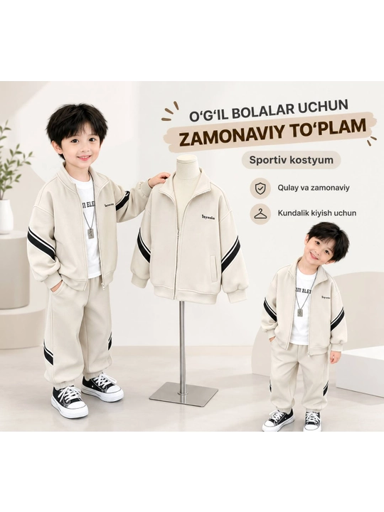 O‘g‘il bolalar uchun kuzgi kiyim komplekti, bolalar kuzgi kostyumi