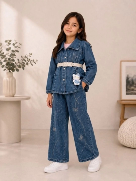 Qizlar kiyimi, qizlar kostyumi, jinsi kostyum, bolalar kiyimi, 6-12 yosh, moda - 