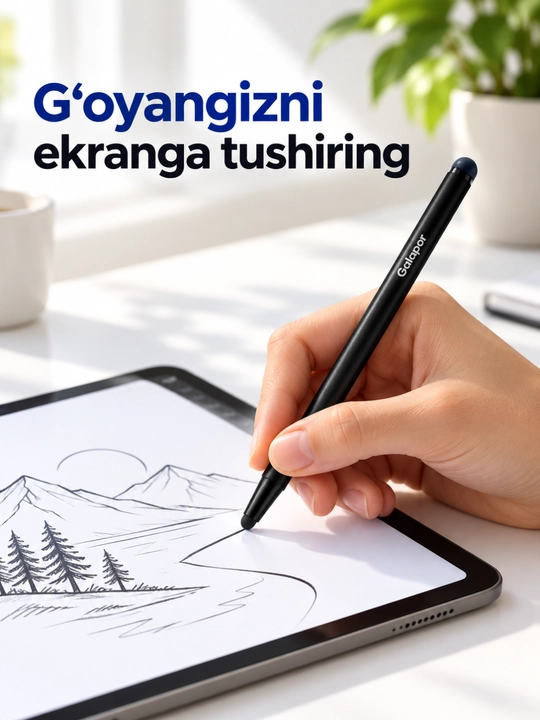 Galapor qora stilus qalam, planshet va sensorli ekran uchun, passiv