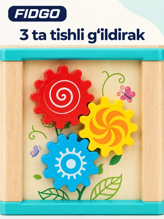 FIDGO yog‘och rivojlantiruvchi o‘yinchoqlar: donachali labirint yoki bizikub