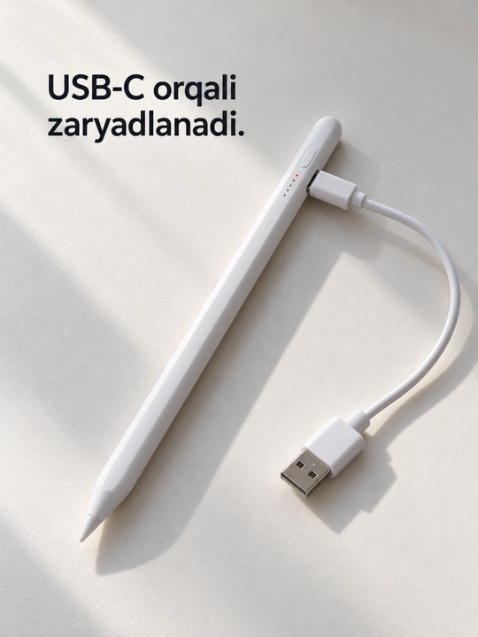 Белый стилус для планшета, зарядка через USB-C
