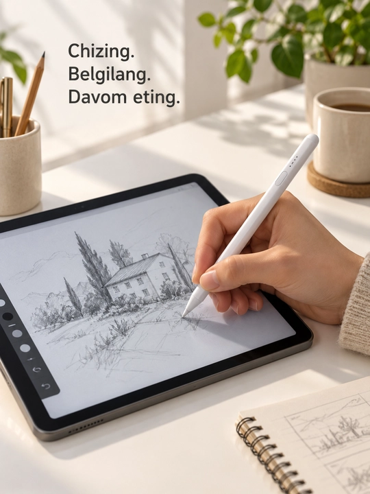 Белый стилус для планшета, зарядка через USB-C