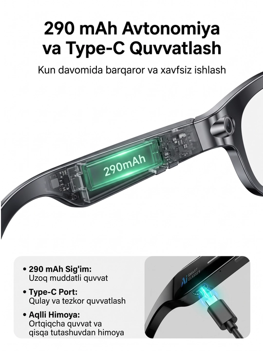 AI Smart Glasses aqlli ko‘zoynaklari - sun’iy intellekt va zamonaviy uslubning uyg‘unligi