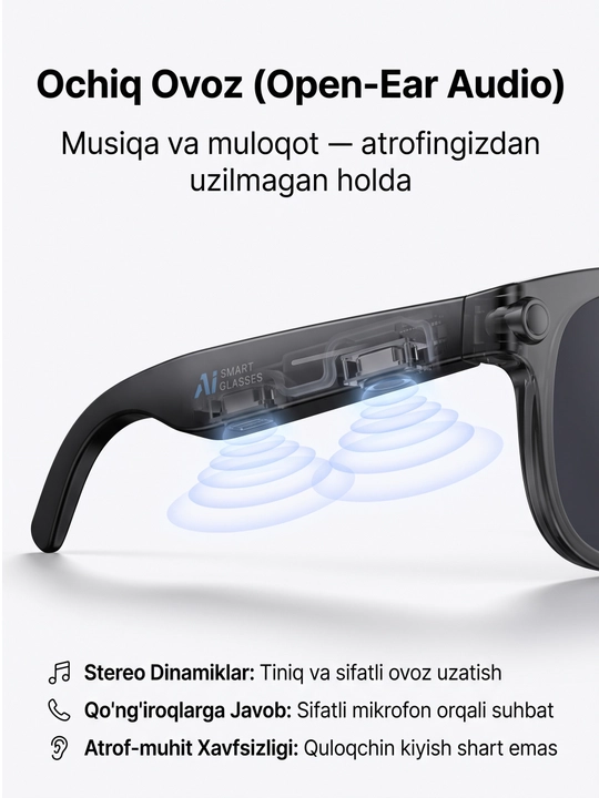AI Smart Glasses aqlli ko‘zoynaklari - sun’iy intellekt va zamonaviy uslubning uyg‘unligi