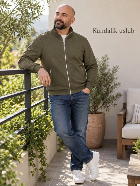 Erkaklar uchun "Silver Star" kardigani, yumshoq trikotaj premium jemper Kundalik - 
