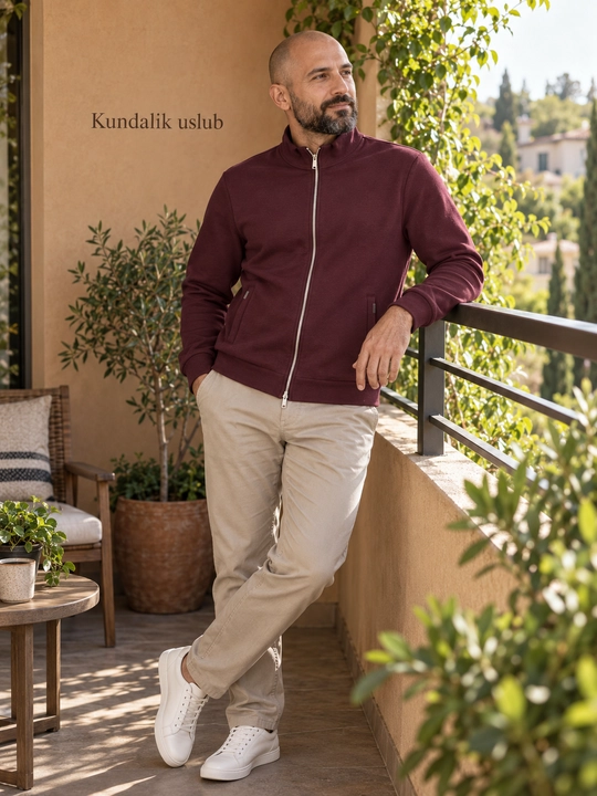 Erkaklar uchun "Silver Star" kardigani, yumshoq trikotaj premium jemper Kundalik - 