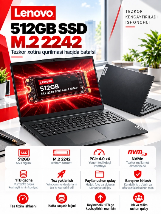 Ноутбук LENOVO V15 AMD ATHLON 7120U DDR5 8GB 512GB 15.6 FHD BUSSINESS BLACK WINDOWS 11