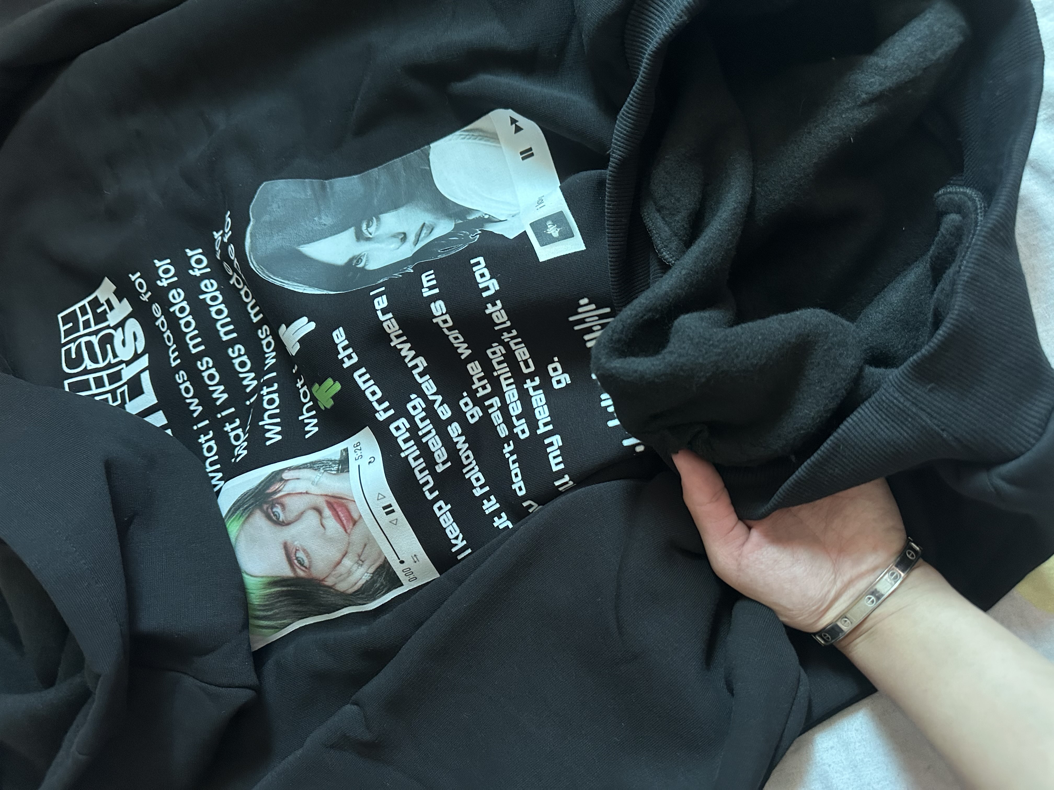 Billie Eilish DTF print xudi – uniseks, 3 ipli yumshoq paxta