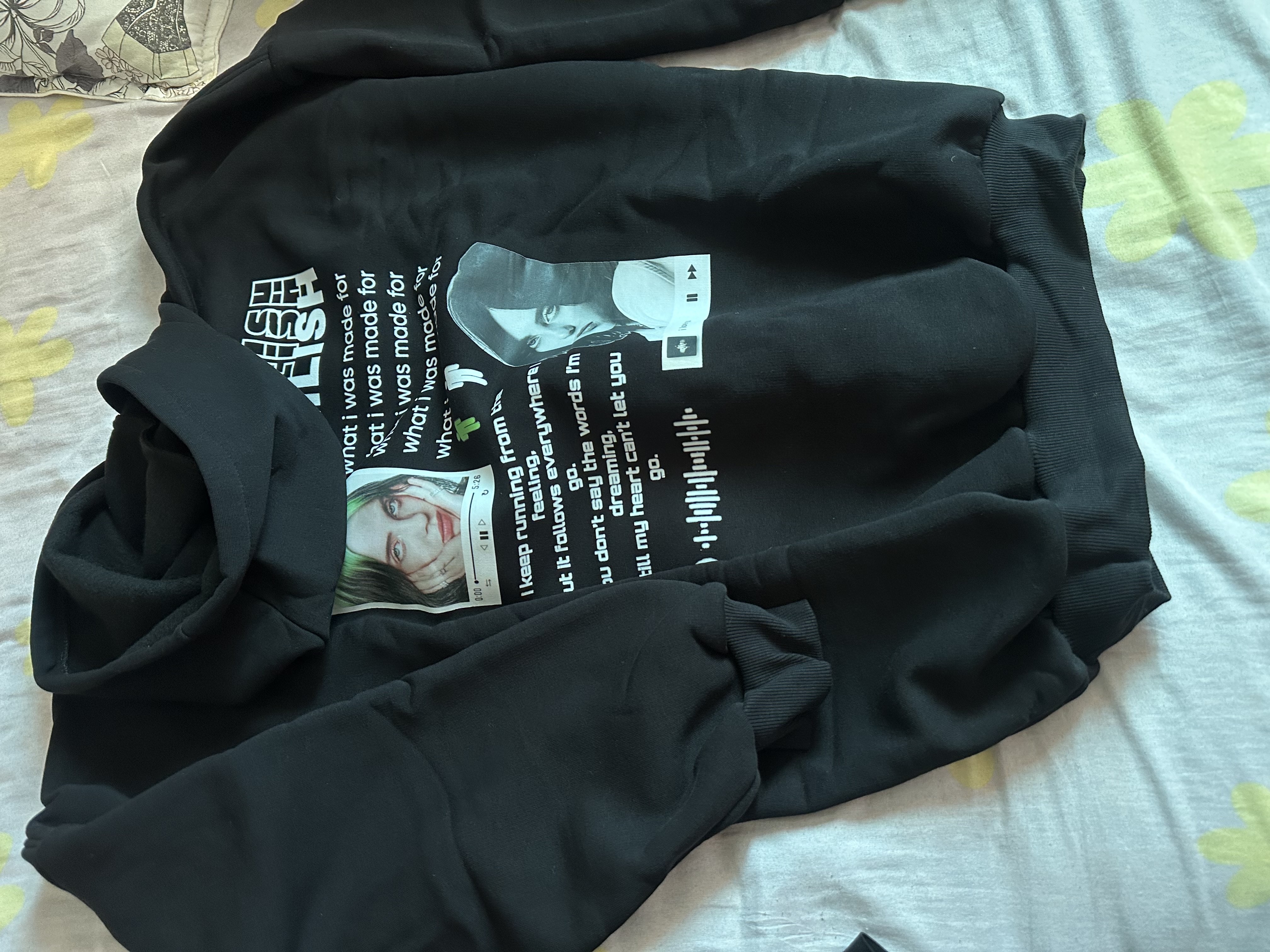 Billie Eilish DTF print xudi – uniseks, 3 ipli yumshoq paxta