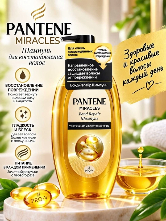 Pantene Miracles Bond Repair — zararlangan sochlarni tiklovchi shampun - 