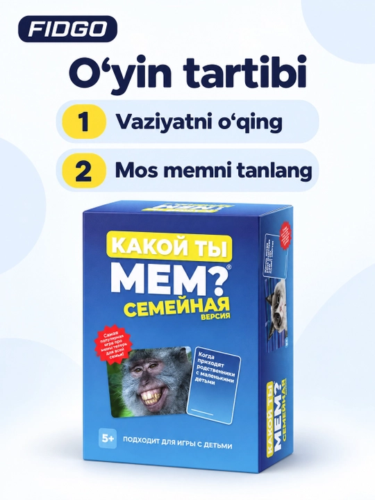 FIDGO memlar va vaziyatlar bilan kartali stol o‘yini