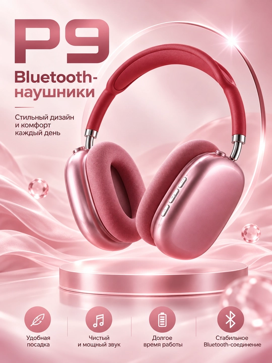 Беспроводные Bluetooth-наушники P9 – полноразмерные Over-Ear с микрофоном - 