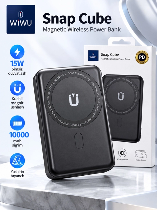 WIWU Power Bank — tez zaryadlovchi tashqi akkumulyator, CCC sertifikatli