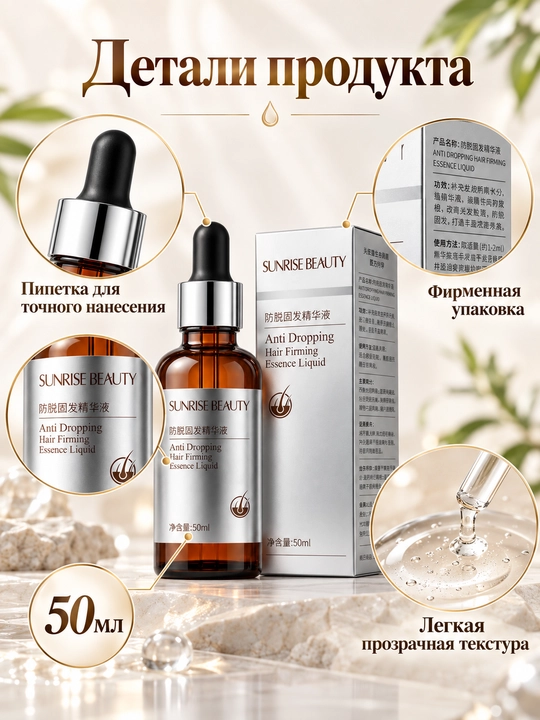 Сыворотка для волос SUNRISE BEAUTY, укрепляющий уход, для кожи головы и корней, 50 мл