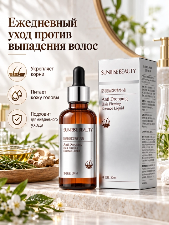 Сыворотка для волос SUNRISE BEAUTY, укрепляющий уход, для кожи головы и корней, 50 мл - 