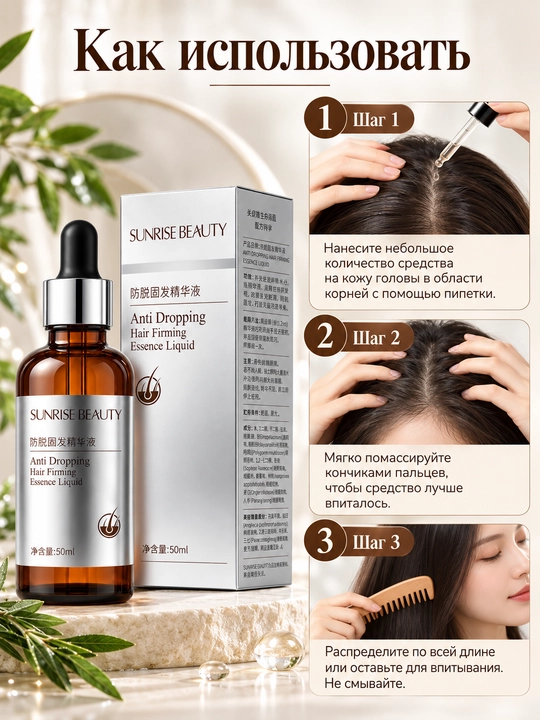 Сыворотка для волос SUNRISE BEAUTY, укрепляющий уход, для кожи головы и корней, 50 мл
