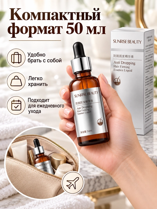 Сыворотка для волос SUNRISE BEAUTY, укрепляющий уход, для кожи головы и корней, 50 мл