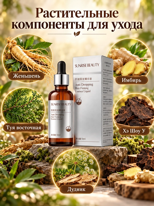 Сыворотка для волос SUNRISE BEAUTY, укрепляющий уход, для кожи головы и корней, 50 мл