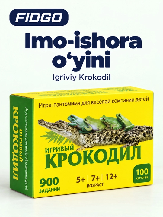 FIDGO «Krokodil» stol o‘yini, 100 ta kartochka, 900 ta topshiriq - 