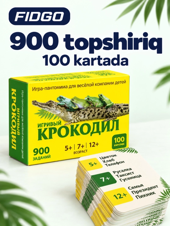 FIDGO «Krokodil» stol o‘yini, 100 ta kartochka, 900 ta topshiriq