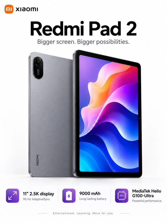 Планшет Xiaomi Redmi Pad 2 11", 2.5K экран 90 Гц, Helio G100-Ultra, 9000 мАч - 