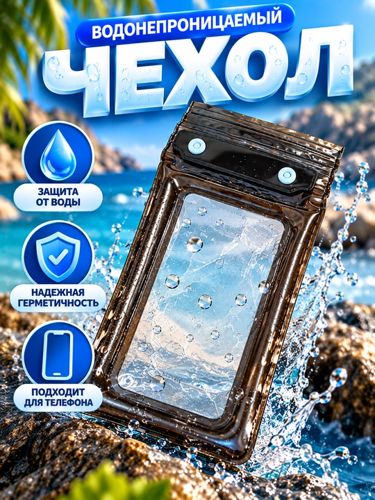 Telefon uchun suv o‘tkazmaydigan g‘ilof, germetik va universal chexol, basseyn uchun