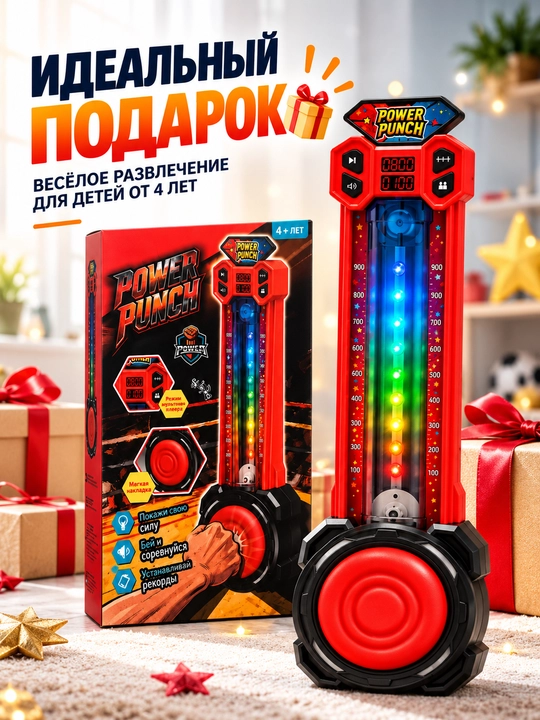 Power Punch elektron kuch o'lchagichi — yumshoq qoplamali, hisoblagichli o'yin-trenajyori