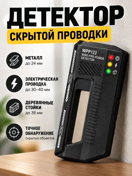Электронный детектор стен — для обнаружения скрытой проводки и металла - 