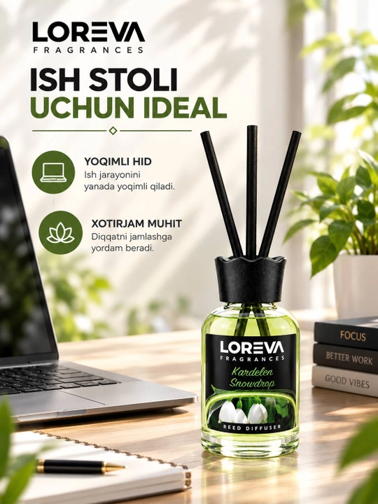 LOREVA Kardelen Snowdrop – ароматический диффузор для дома, 3 палочки - 