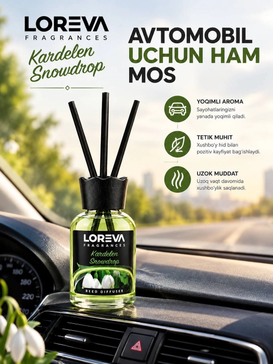 LOREVA Kardelen Snowdrop – ароматический диффузор для дома, 3 палочки