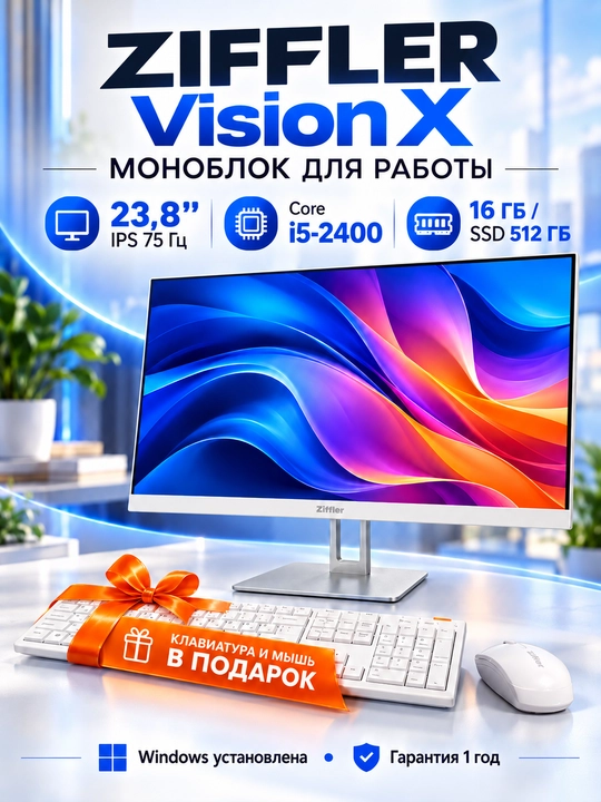 Monoblok/Kompyuter ZIFFLER Vision X  WH61  Core i5-2400  16GB  SSD 512GB  WHITE - 