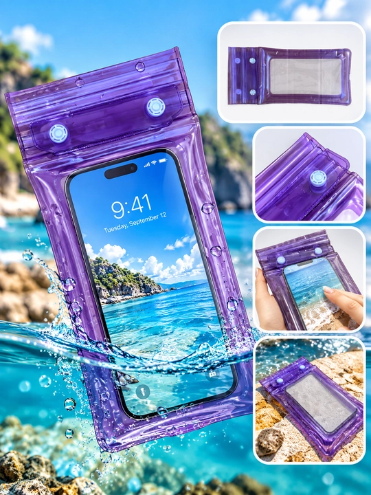 Telefon uchun suv o‘tkazmaydigan g‘ilof, germetik va universal chexol, basseyn uchun