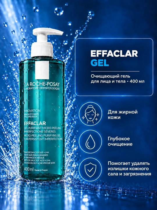 Yuz va tana uchun tozalovchi gel Micro-Peeling, yuz uchun umivalka yuz yuvish geli 400 ml