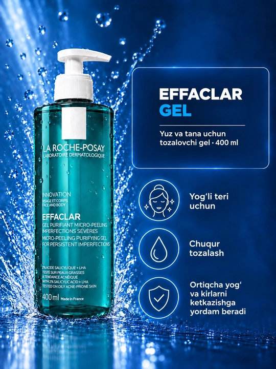 Yuz va tana uchun tozalovchi gel Micro-Peeling, yuz uchun umivalka yuz yuvish geli 400 ml - 