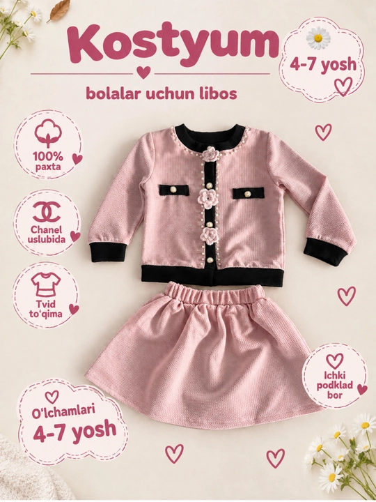 6 oylikdan 8 yoshgacha qizaloqlar uchun quzgi bayramona va kundalik ko‘ylak - 